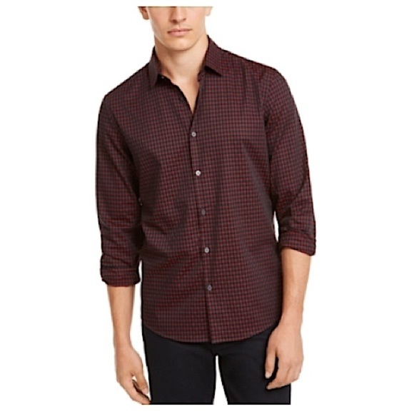 Alfani Men's Regular-Fit Tipped Polo Luke Plaid Casual Button-Down dress Shirts - Picture 3 of 5